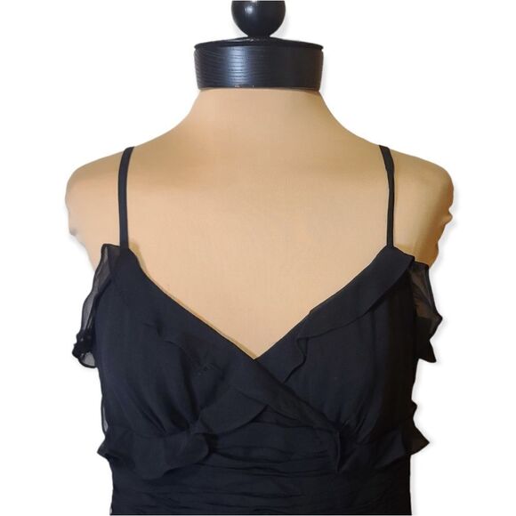 BCBGMaxAzria Black Silk Ruffled Gown Maxi Dress Size 2 - Picture 5 of 9